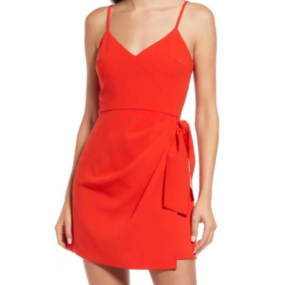 French Connection Red Asymmetrical Wrap Mini Dress